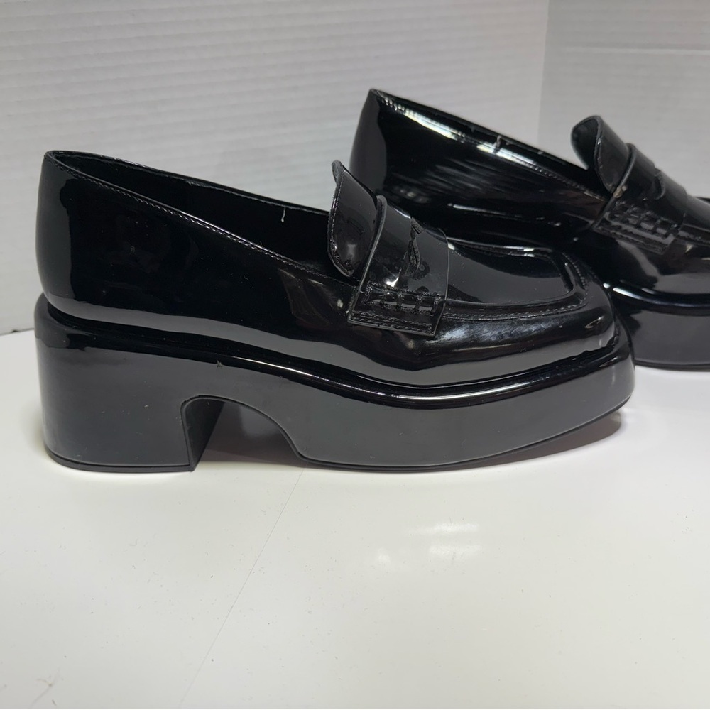 Black Chunky retro 90’s 00’s patent leather loafers Therapy Ella May Ding sz 7 - Picture 5 of 10